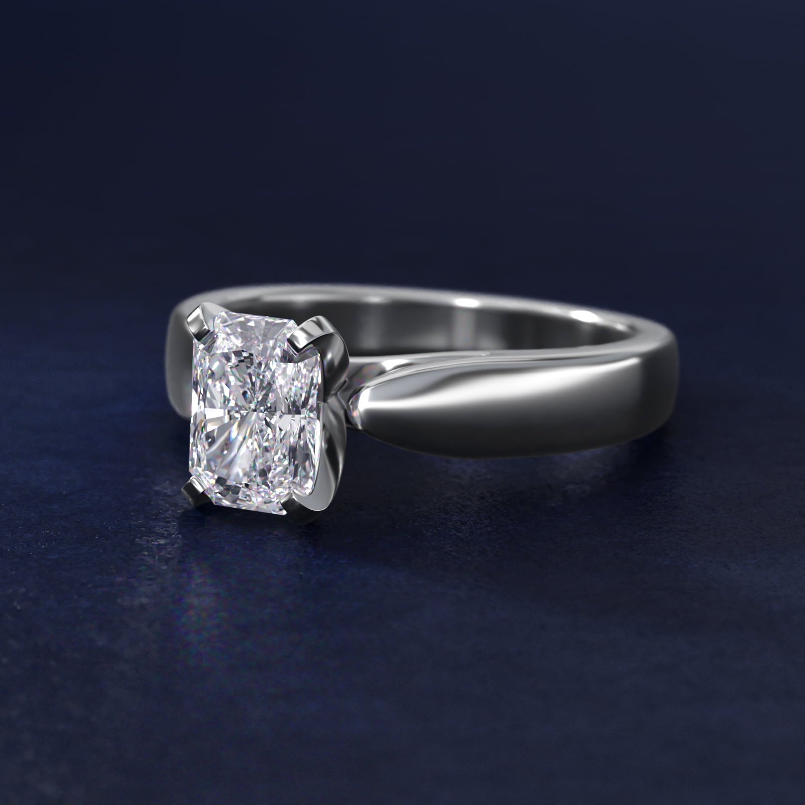 Rounded Cathedral Solitaire Engagement Ring In Platinum By James Allen - Radiant Center