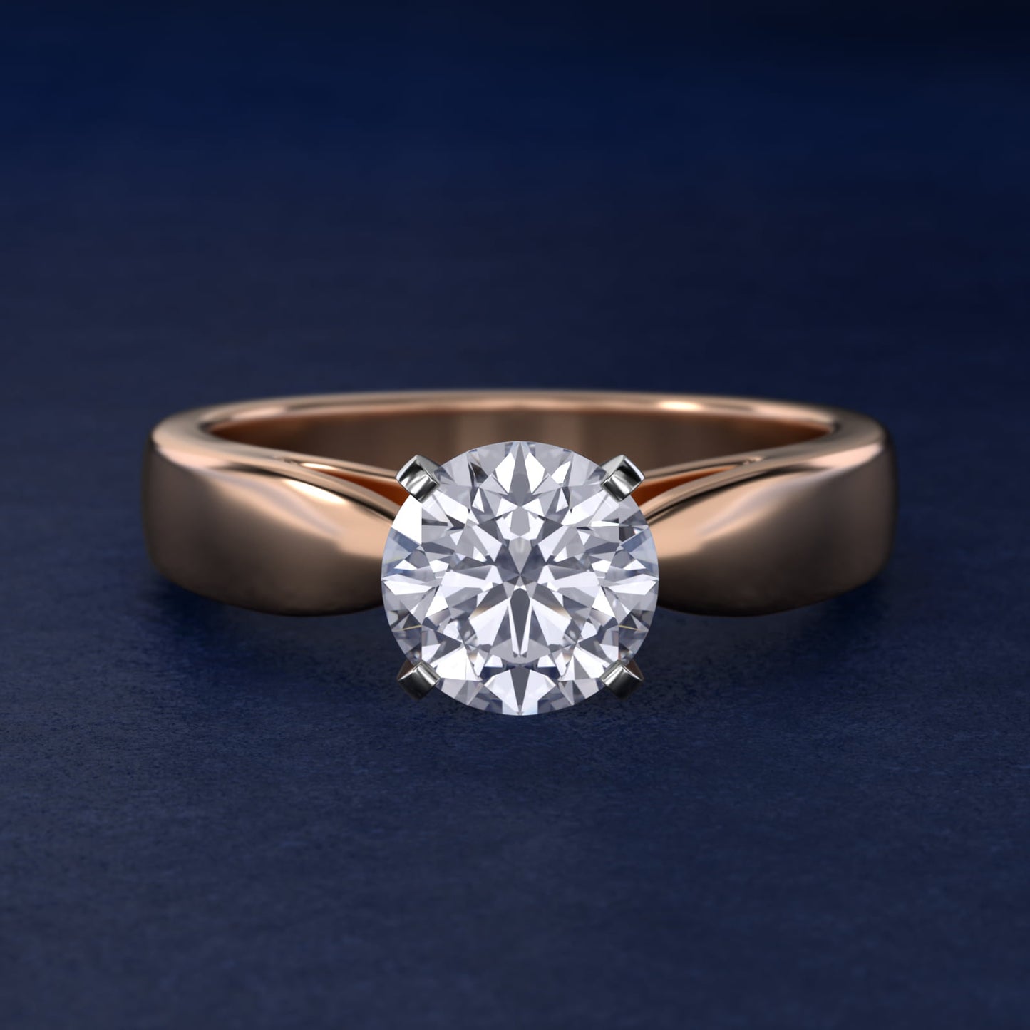 Rounded Cathedral Solitaire Engagement Ring In 18k Rose Gold By James Allen - Round Center