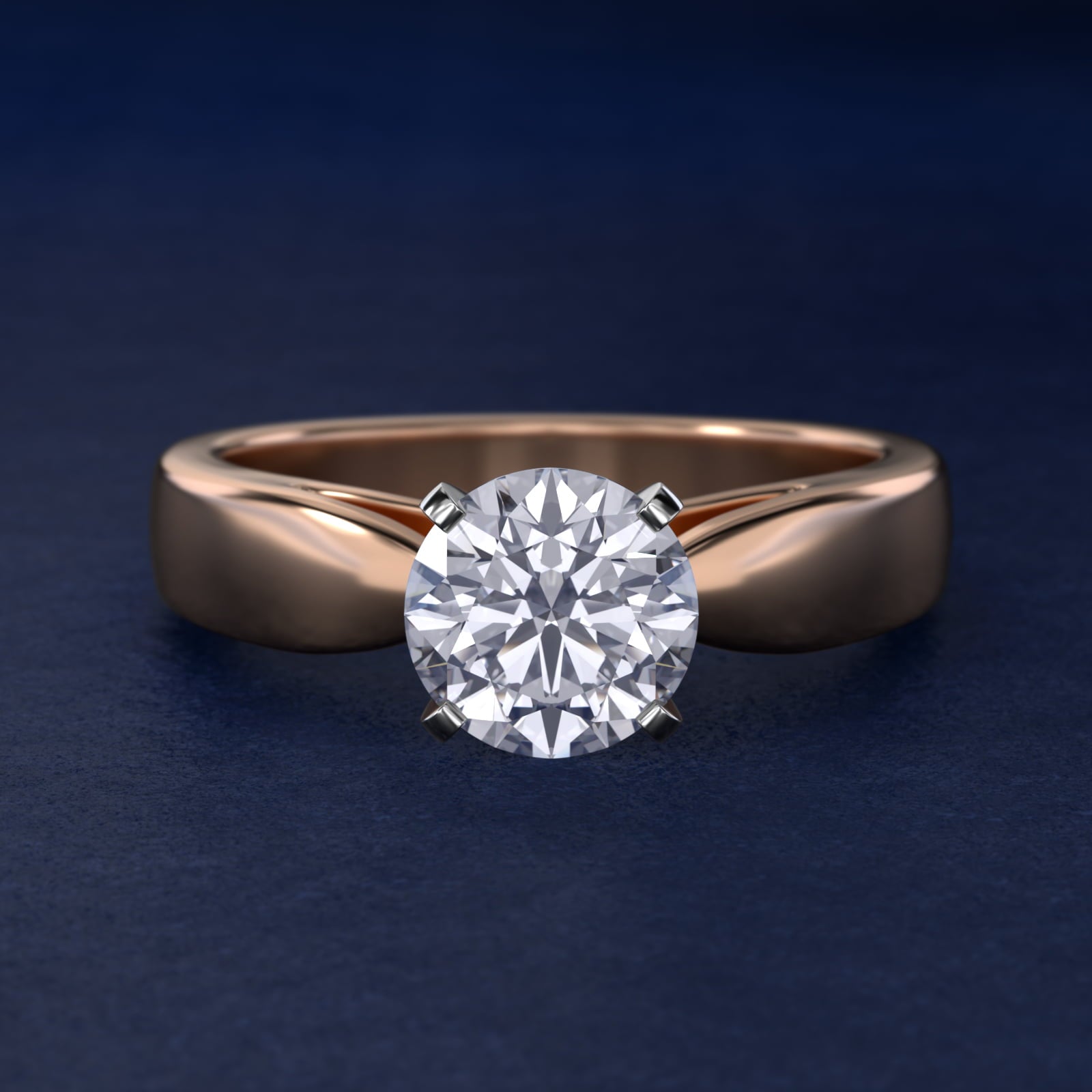 Rounded Cathedral Solitaire Engagement Ring In 18k Rose Gold By James Allen - Round Center