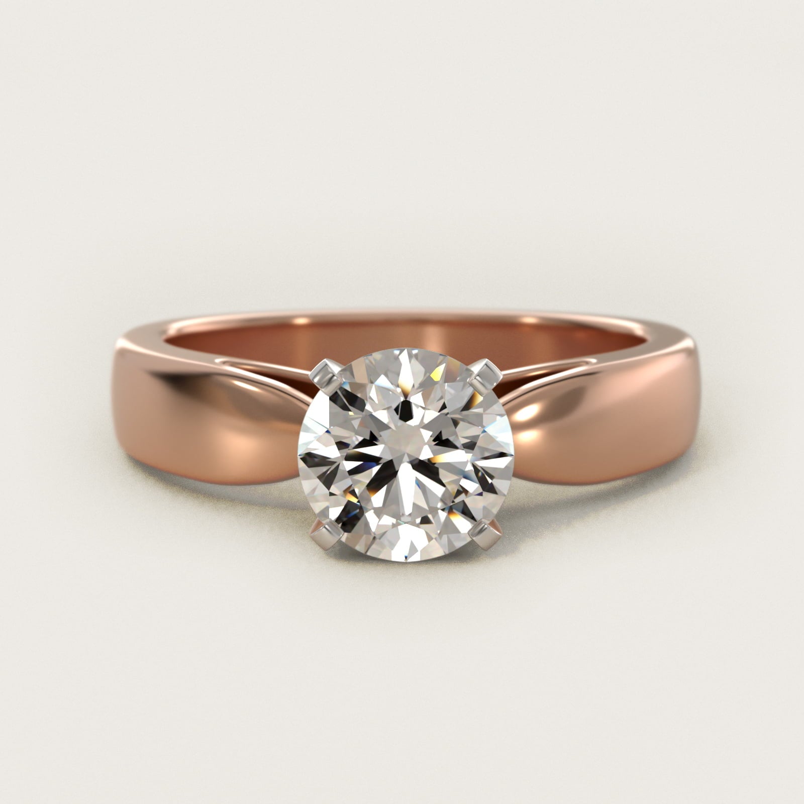 Rounded Cathedral Solitaire Engagement Ring In 14K Rose Gold By James Allen - Round Center