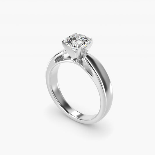 Rounded Cathedral Solitaire Engagement Ring In 18k White Gold By James Allen - Round Center