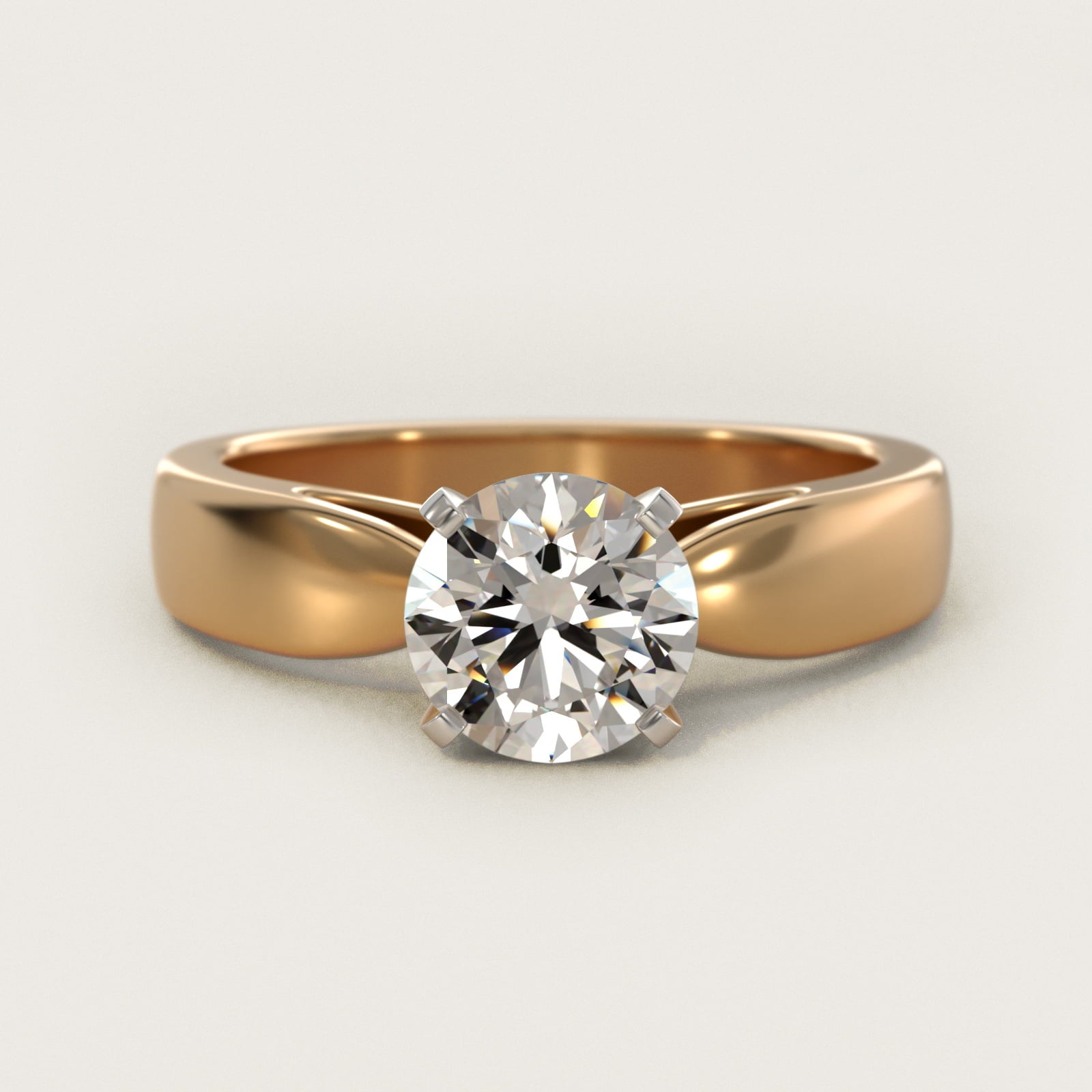 Rounded Cathedral Solitaire Engagement Ring In 14K Yellow Gold By James Allen - Round Center