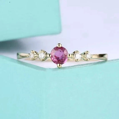 2Ct Round Cut Simulated Ruby Engagement Ring 14K Yellow Gold Plated