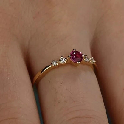 2Ct Round Cut Simulated Ruby Engagement Ring 14K Yellow Gold Plated