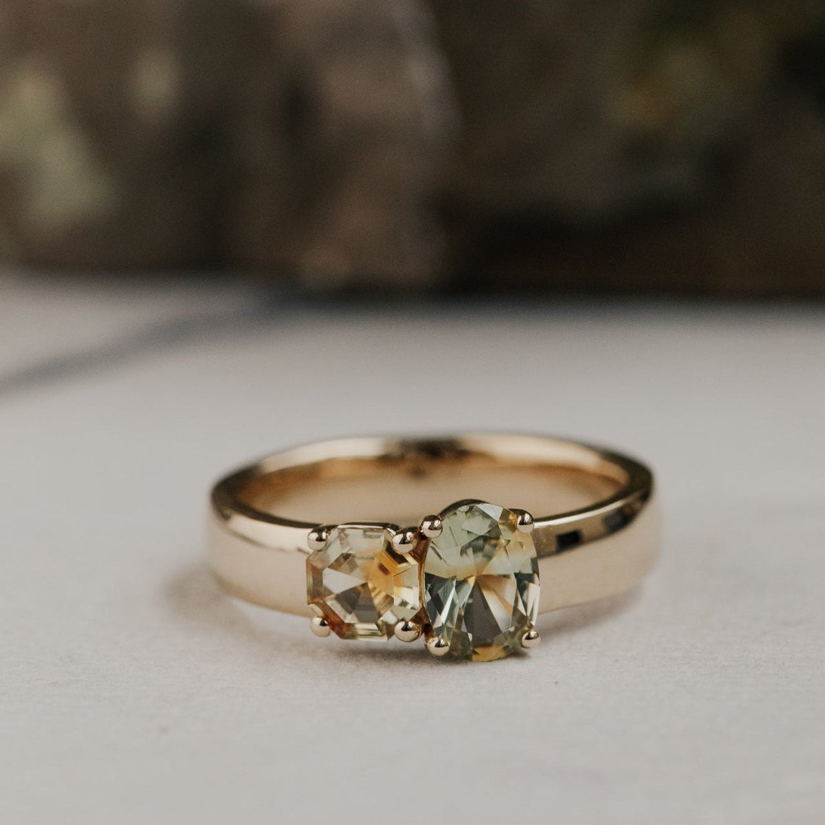 The Madison Oval and Octagon Montana Sapphire Ring