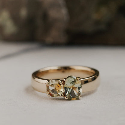 The Madison Oval and Octagon Montana Sapphire Ring