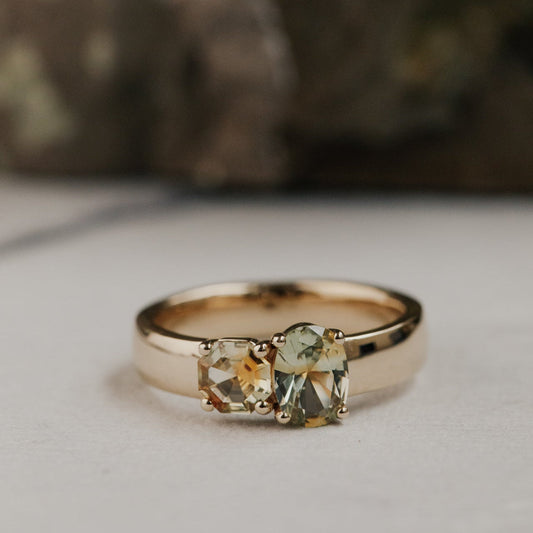 The Madison Oval and Octagon Montana Sapphire Ring