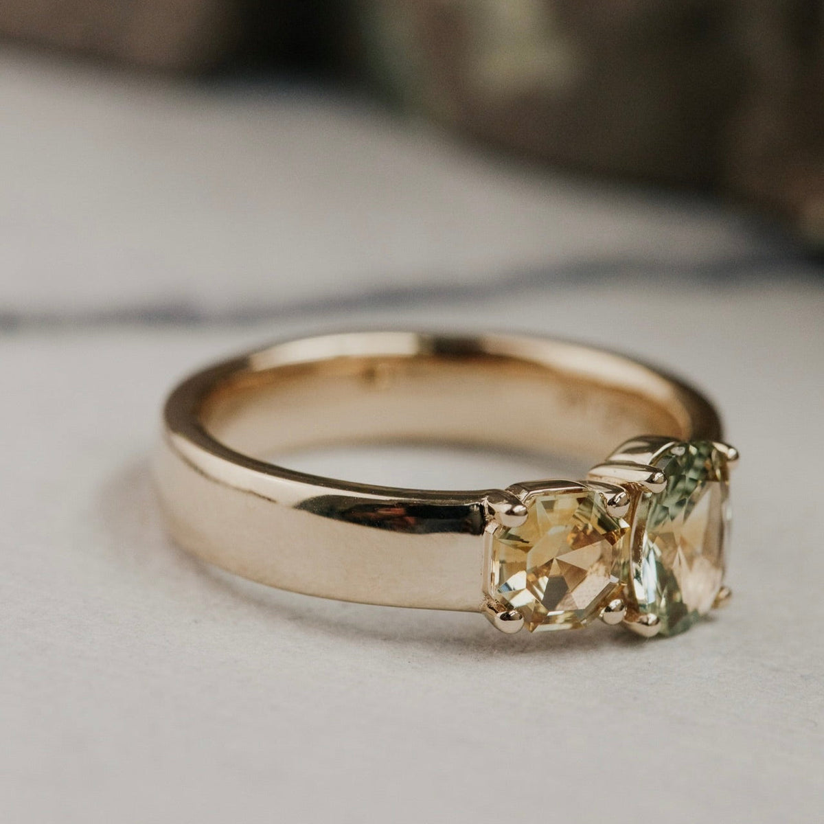 The Madison Oval and Octagon Montana Sapphire Ring