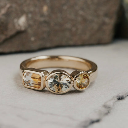 The Blaine Round, Oval, and Emerald Cut Montana Sapphire Ring