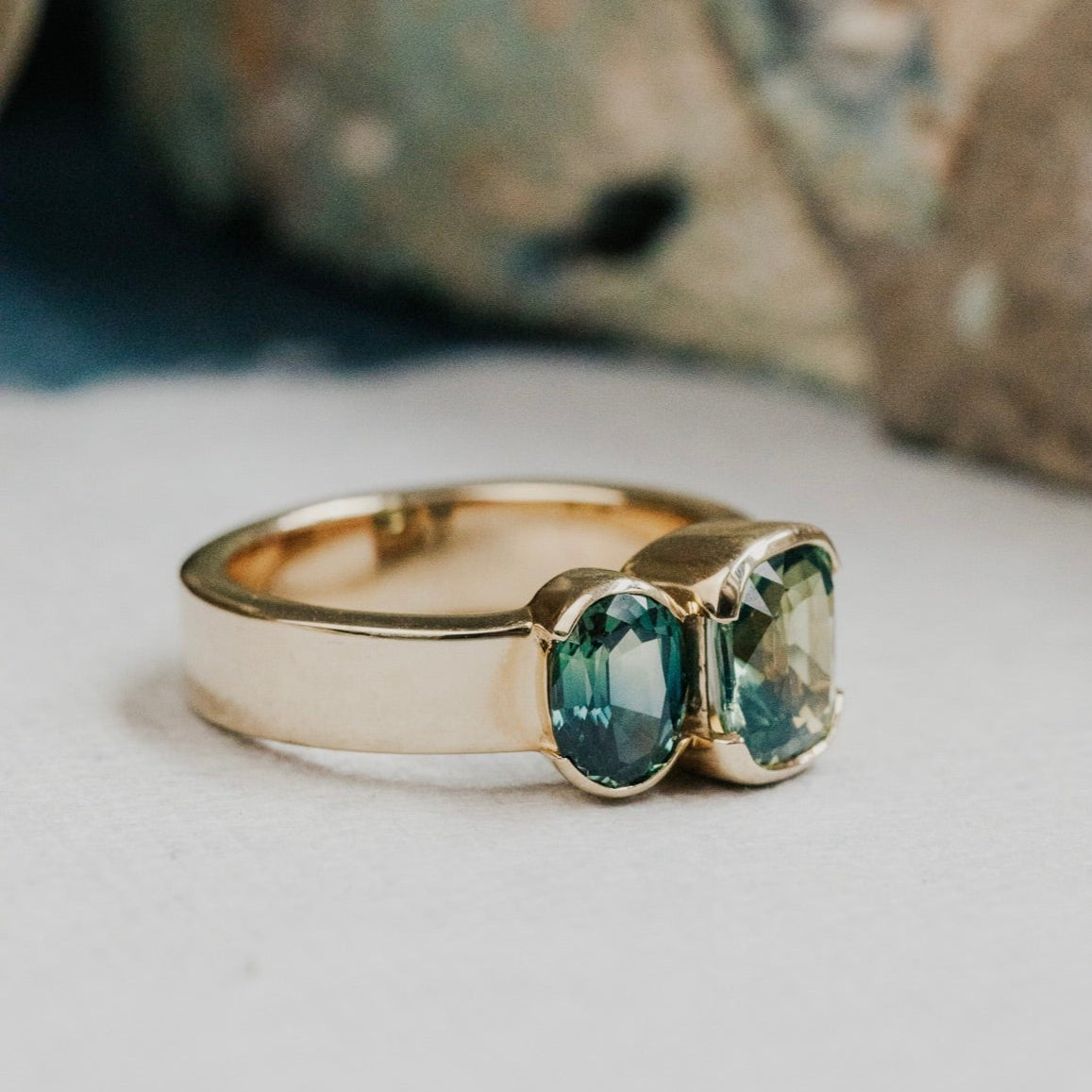 The Chelsea Cushion and Oval Australian Sapphire Ring