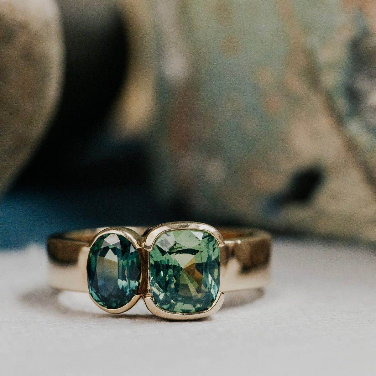 The Chelsea Cushion and Oval Australian Sapphire Ring