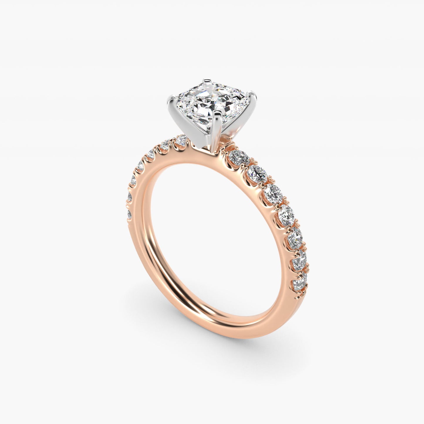 Scalloped PavŽ Diamond Engagement Ring in 18k Rose Gold (3/8 ct. tw.) - Asscher Center