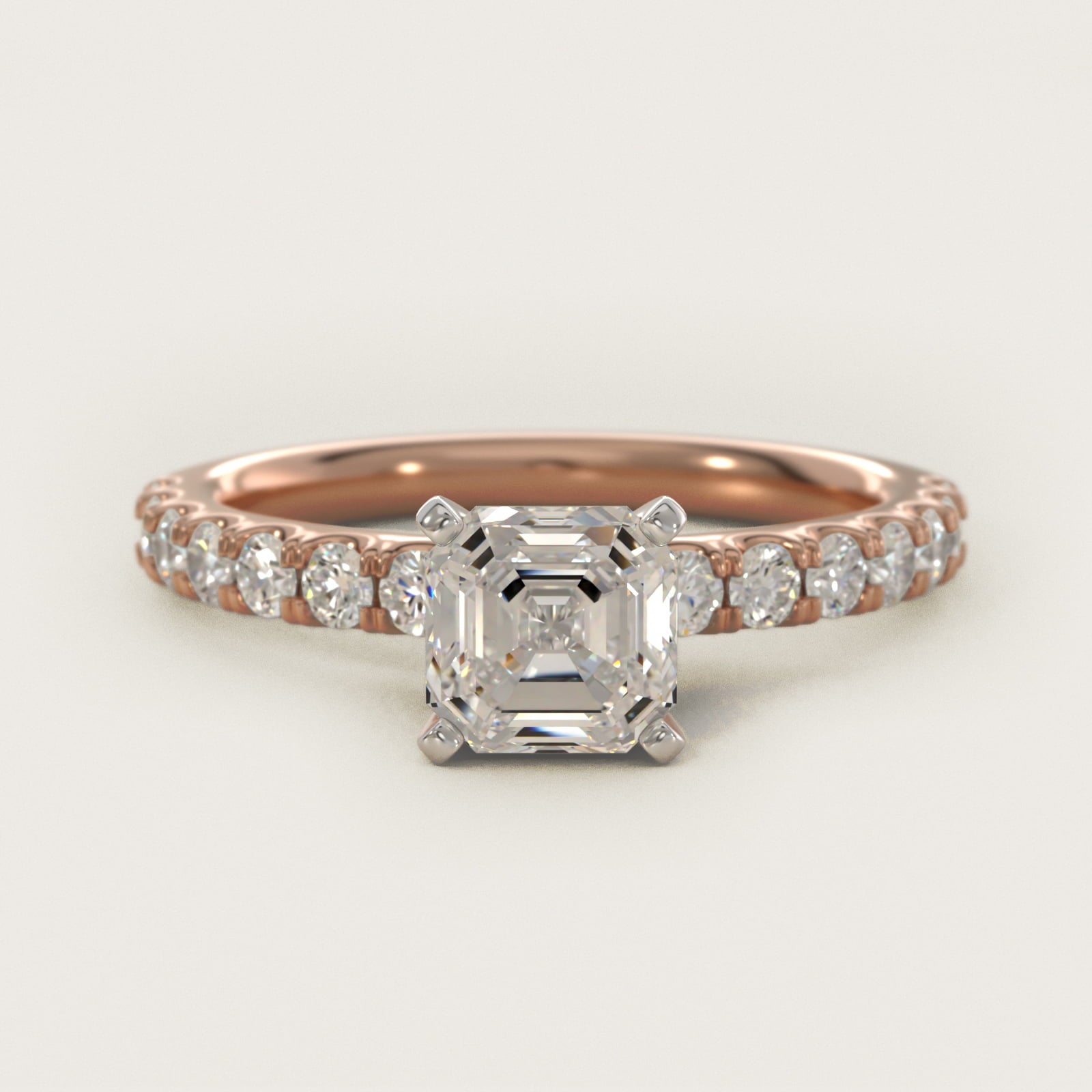 Scalloped PavŽ Diamond Engagement Ring in 18k Rose Gold (3/8 ct. tw.) - Asscher Center