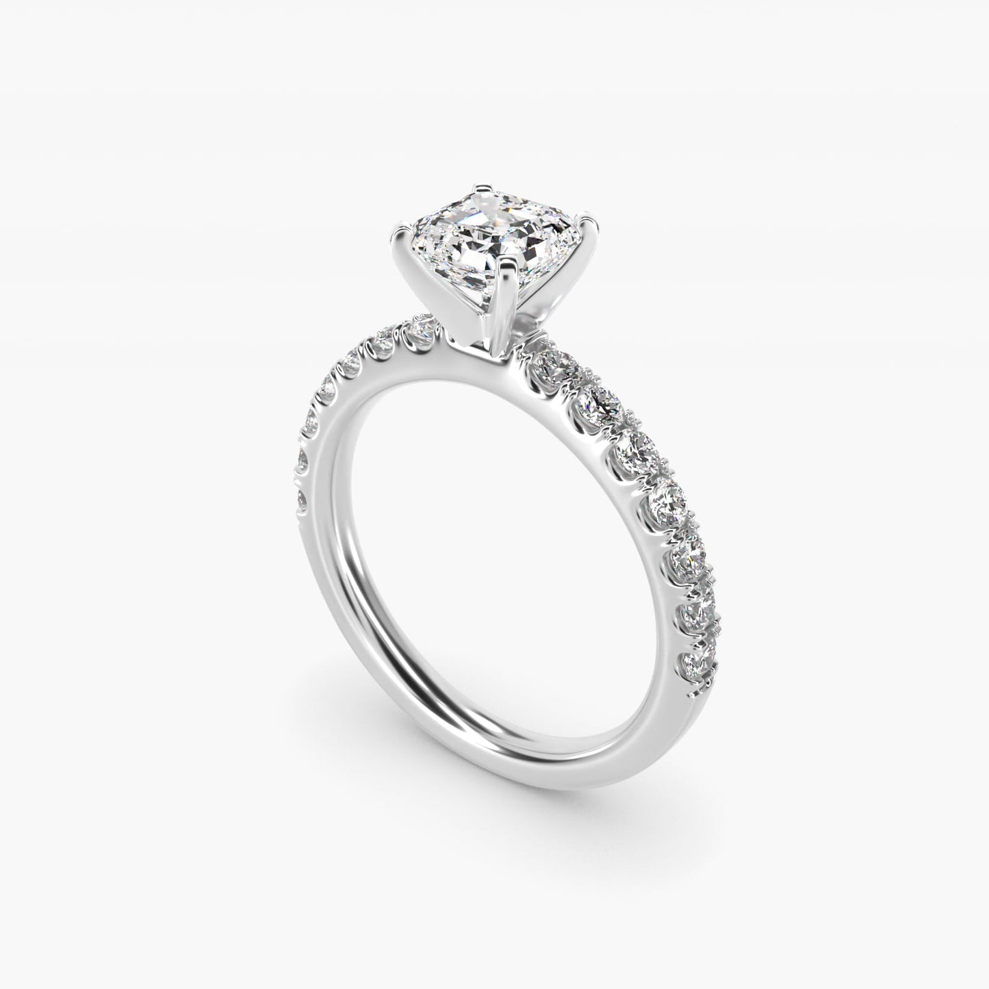 Scalloped PavŽ Diamond Engagement Ring in 14K White Gold (3/8 ct. tw.) - Asscher Center