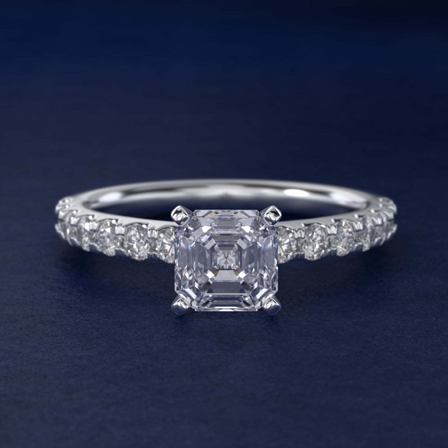 Scalloped PavŽ Diamond Engagement Ring in 14K White Gold (3/8 ct. tw.) - Asscher Center