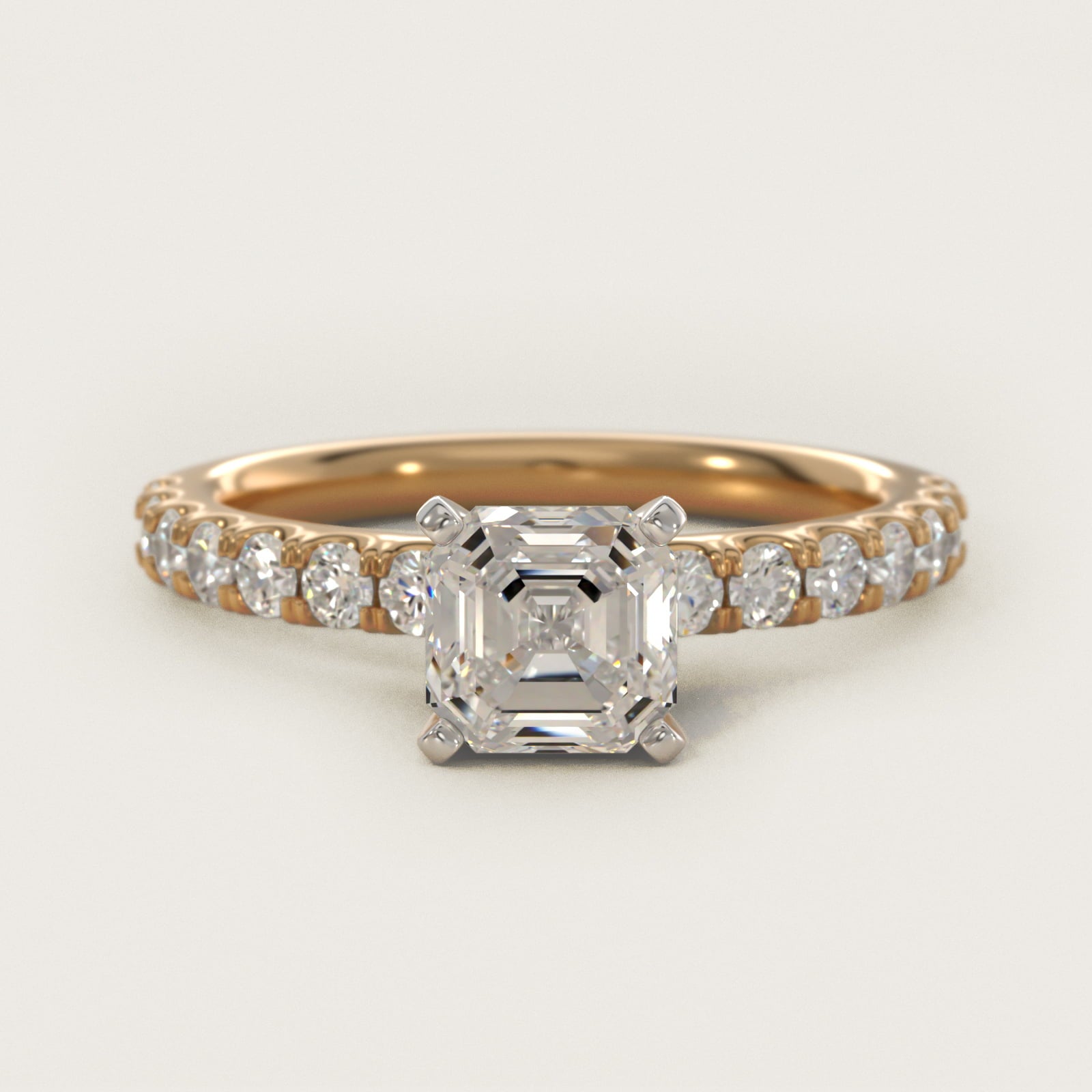 Scalloped PavŽ Diamond Engagement Ring in 18k Yellow Gold (3/8 ct. tw.) - Asscher Center