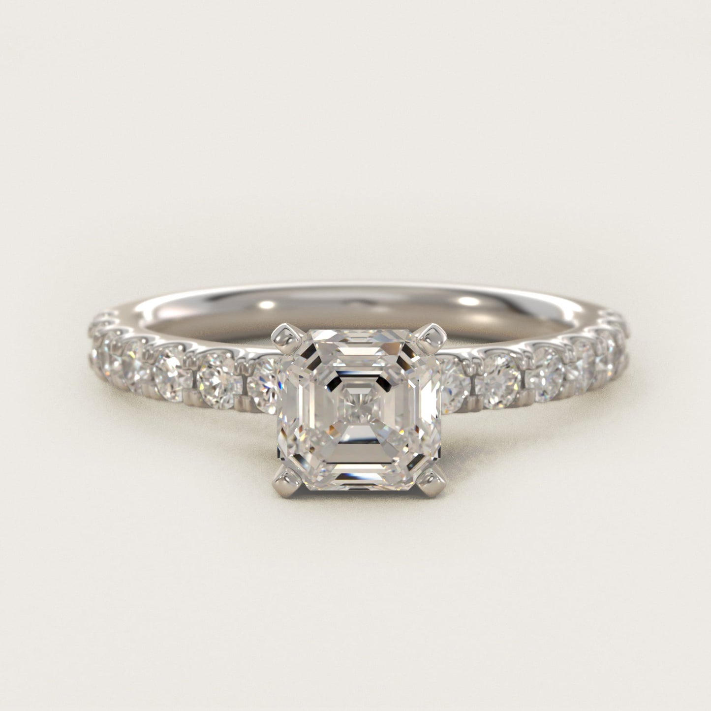 Scalloped PavŽ Diamond Engagement Ring in Platinum (3/8 ct. tw.) - Asscher Center