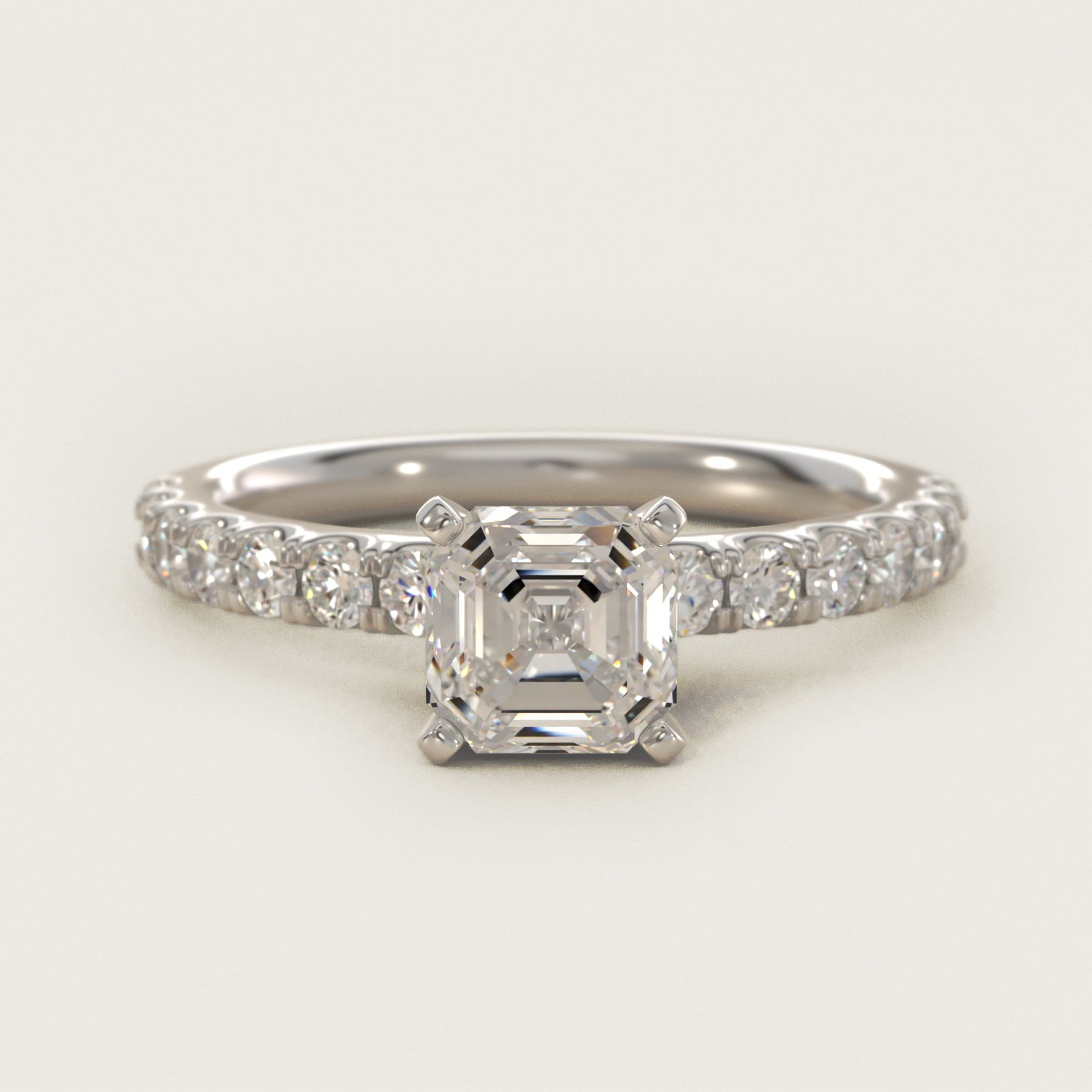 Scalloped PavŽ Diamond Engagement Ring in Platinum (3/8 ct. tw.) - Asscher Center