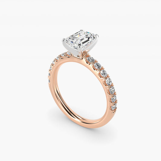 Scalloped PavŽ Diamond Engagement Ring in 14k Rose Gold (3/8 ct. tw.) - Emerald Center