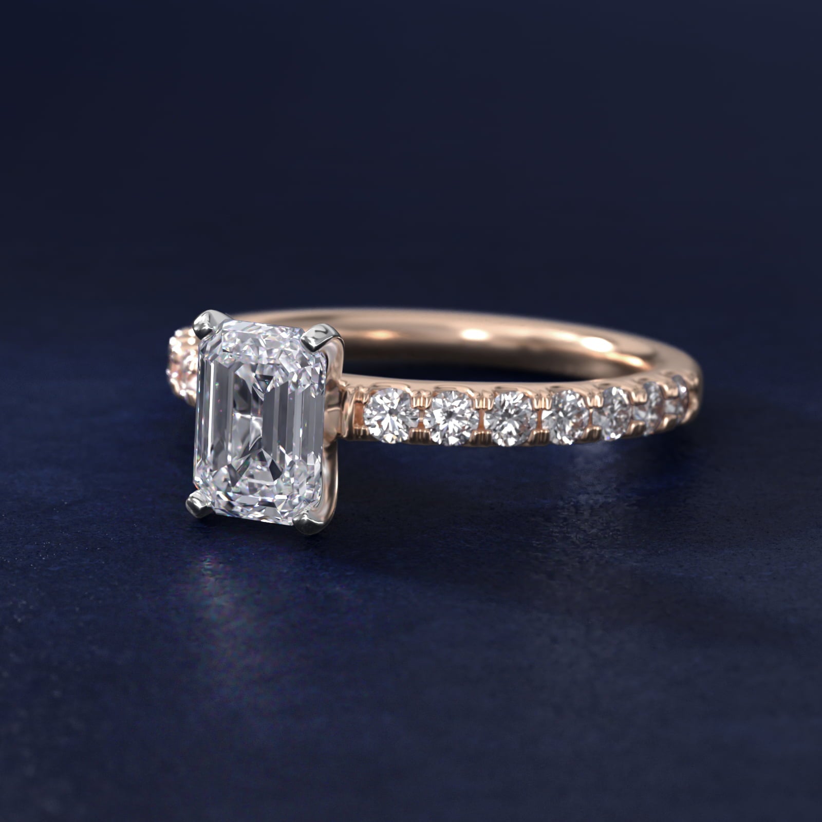 Scalloped PavŽ Diamond Engagement Ring in 14k Rose Gold (3/8 ct. tw.) - Emerald Center