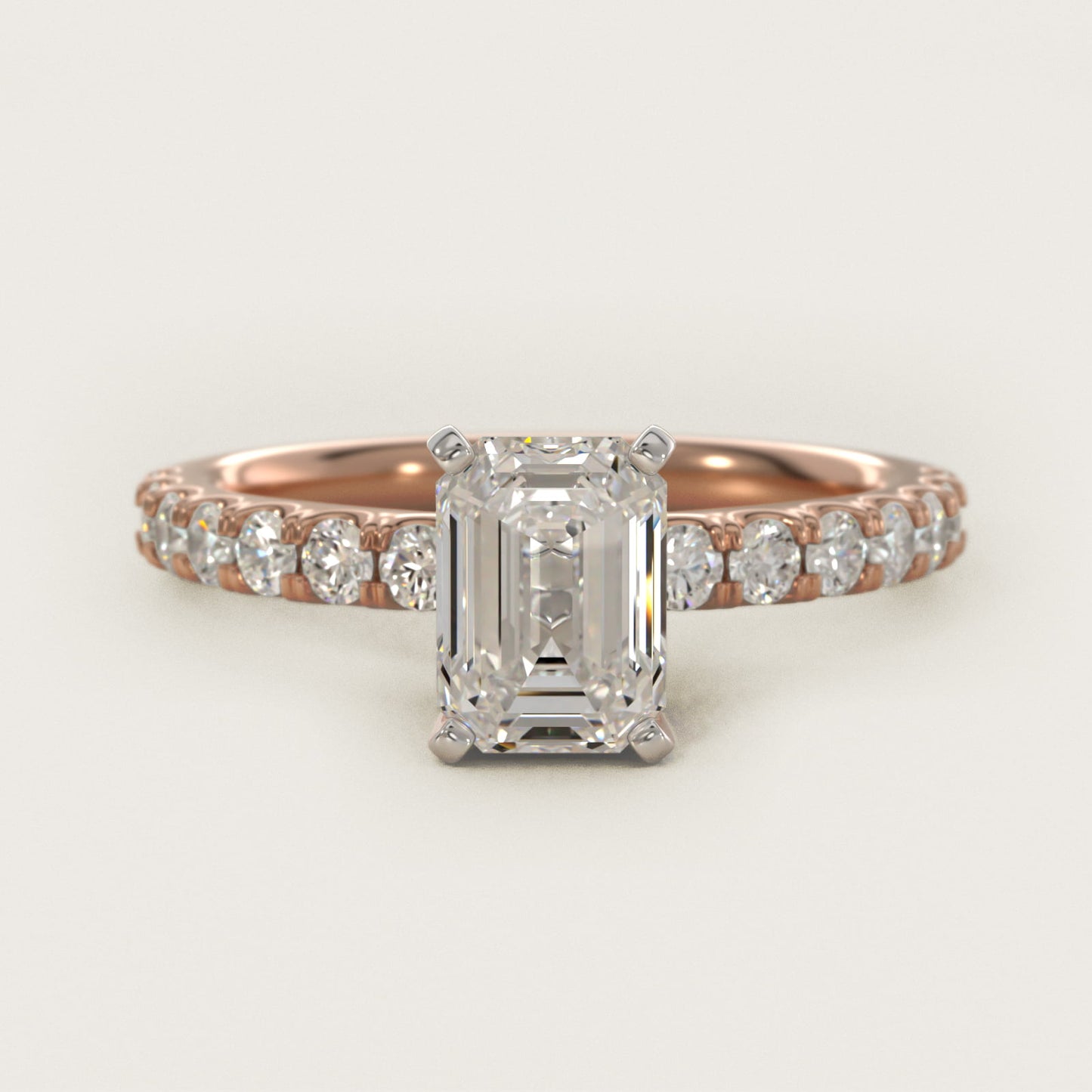 Scalloped PavŽ Diamond Engagement Ring in 14k Rose Gold (3/8 ct. tw.) - Emerald Center