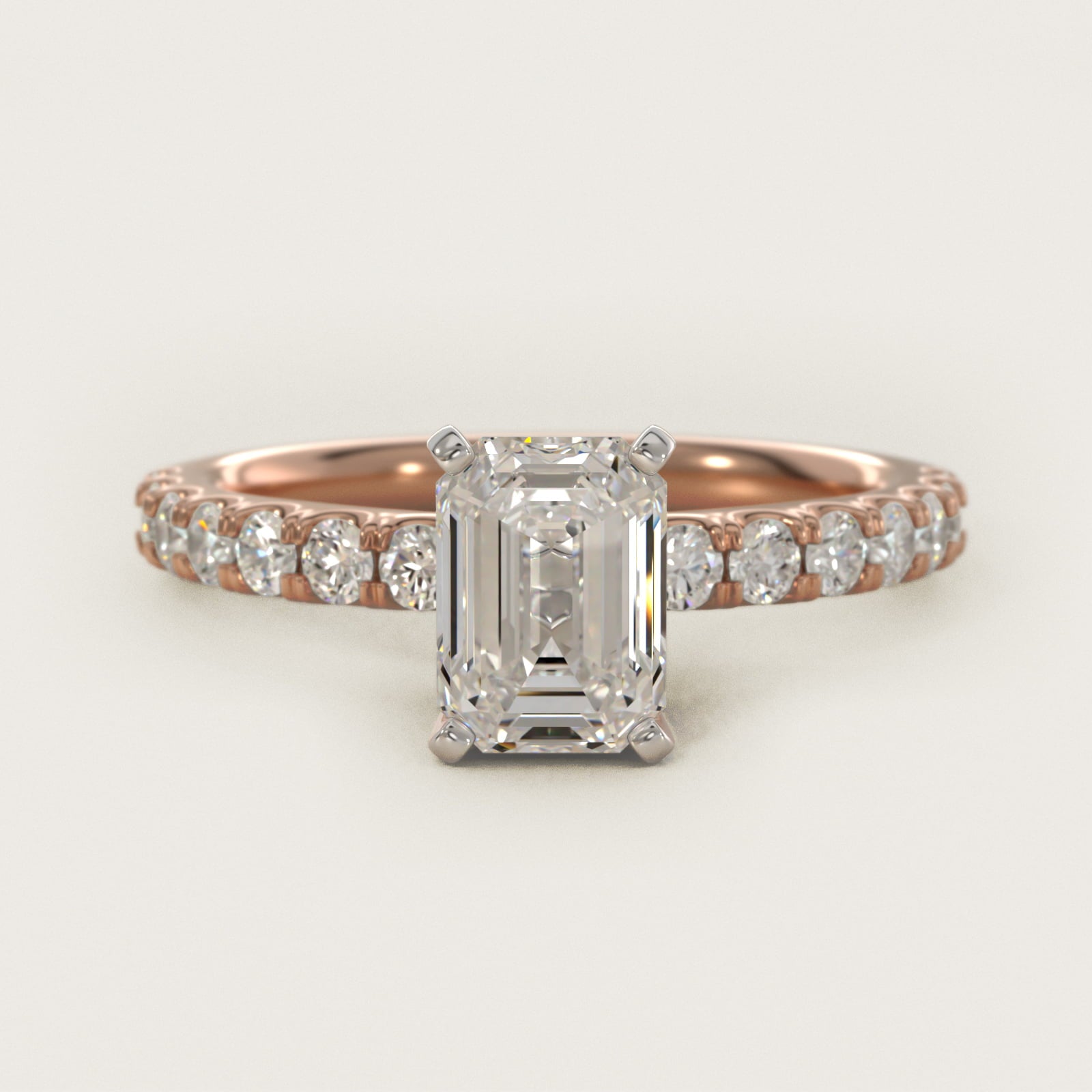 Scalloped PavŽ Diamond Engagement Ring in 18k Rose Gold (3/8 ct. tw.) - Emerald Center