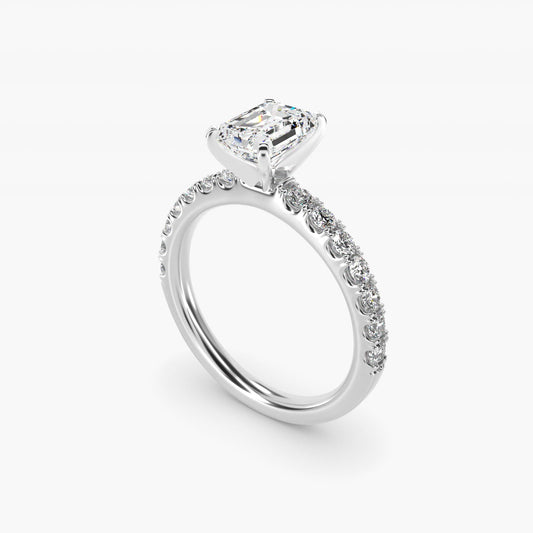 Scalloped PavŽ Diamond Engagement Ring in 14K White Gold (3/8 ct. tw.) - Emerald Center