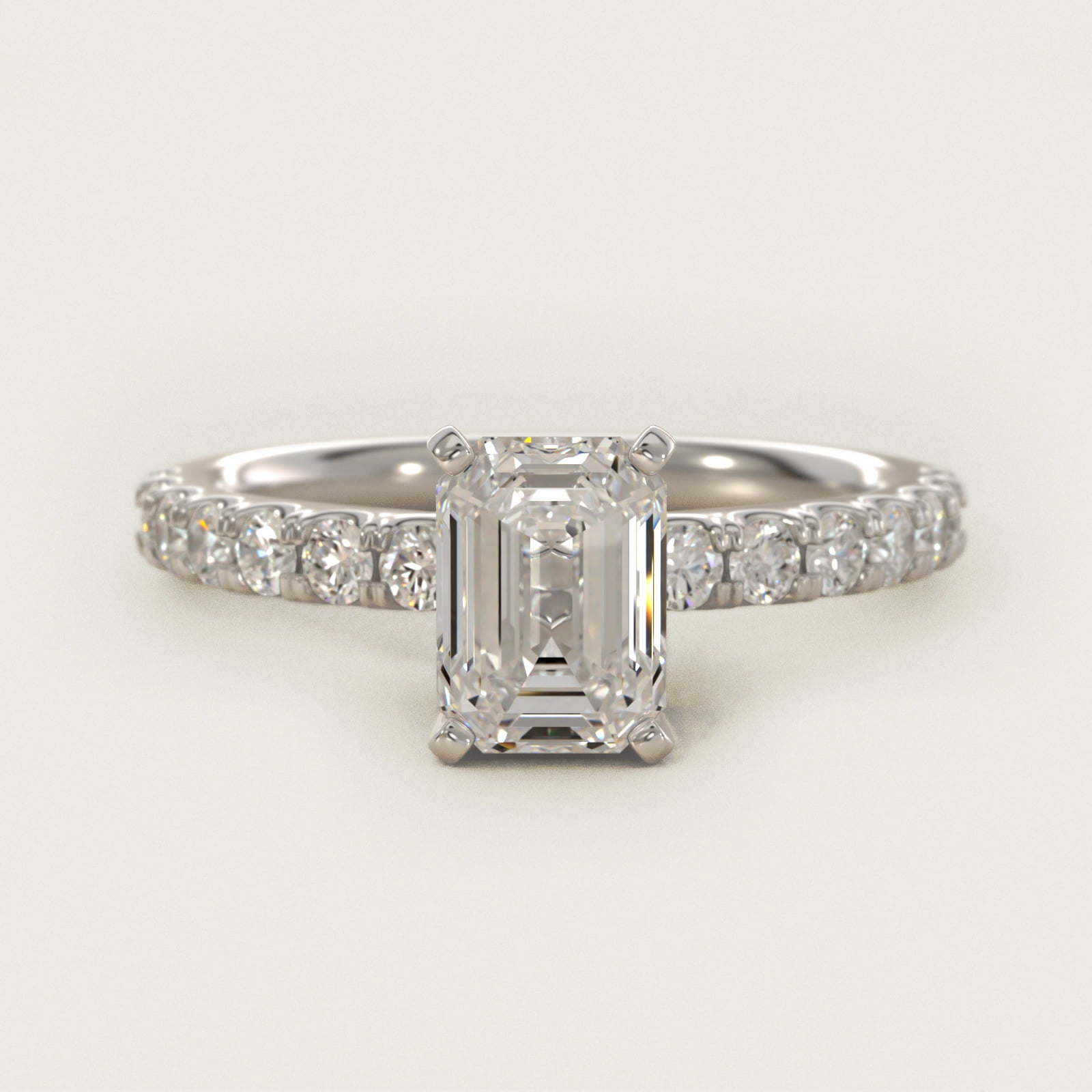 Scalloped PavŽ Diamond Engagement Ring in 14K White Gold (3/8 ct. tw.) - Emerald Center