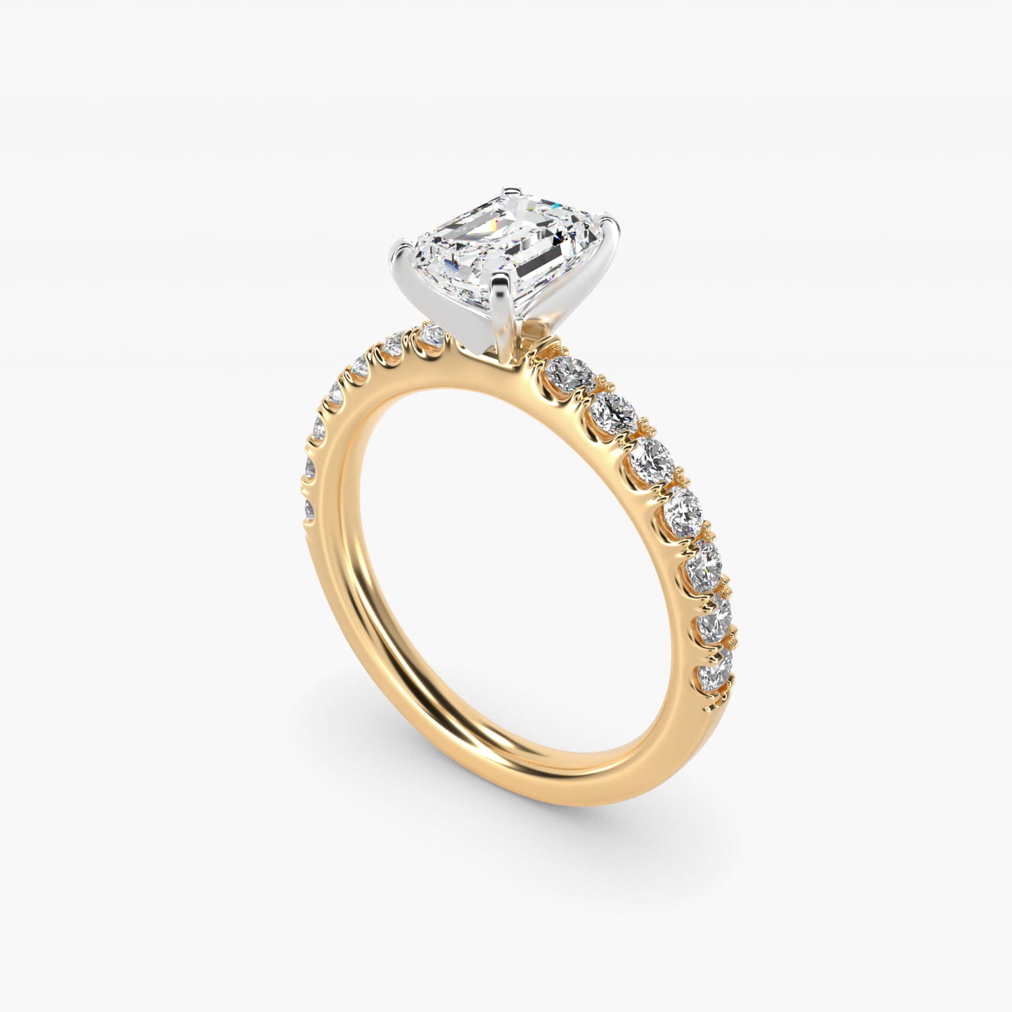Scalloped PavŽ Diamond Engagement Ring in 14K Yellow Gold (3/8 ct. tw.) - Emerald Center