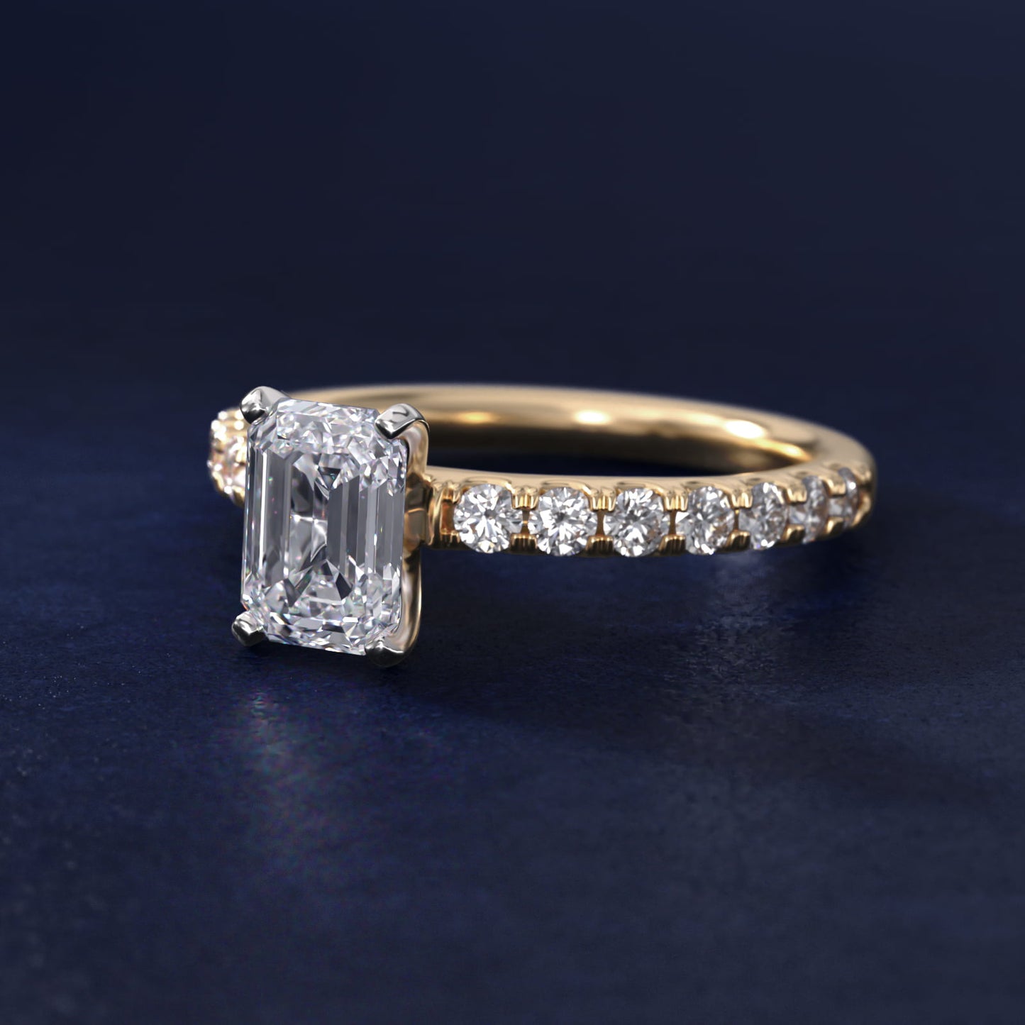 Scalloped PavŽ Diamond Engagement Ring in 18k Yellow Gold (3/8 ct. tw.) - Emerald Center