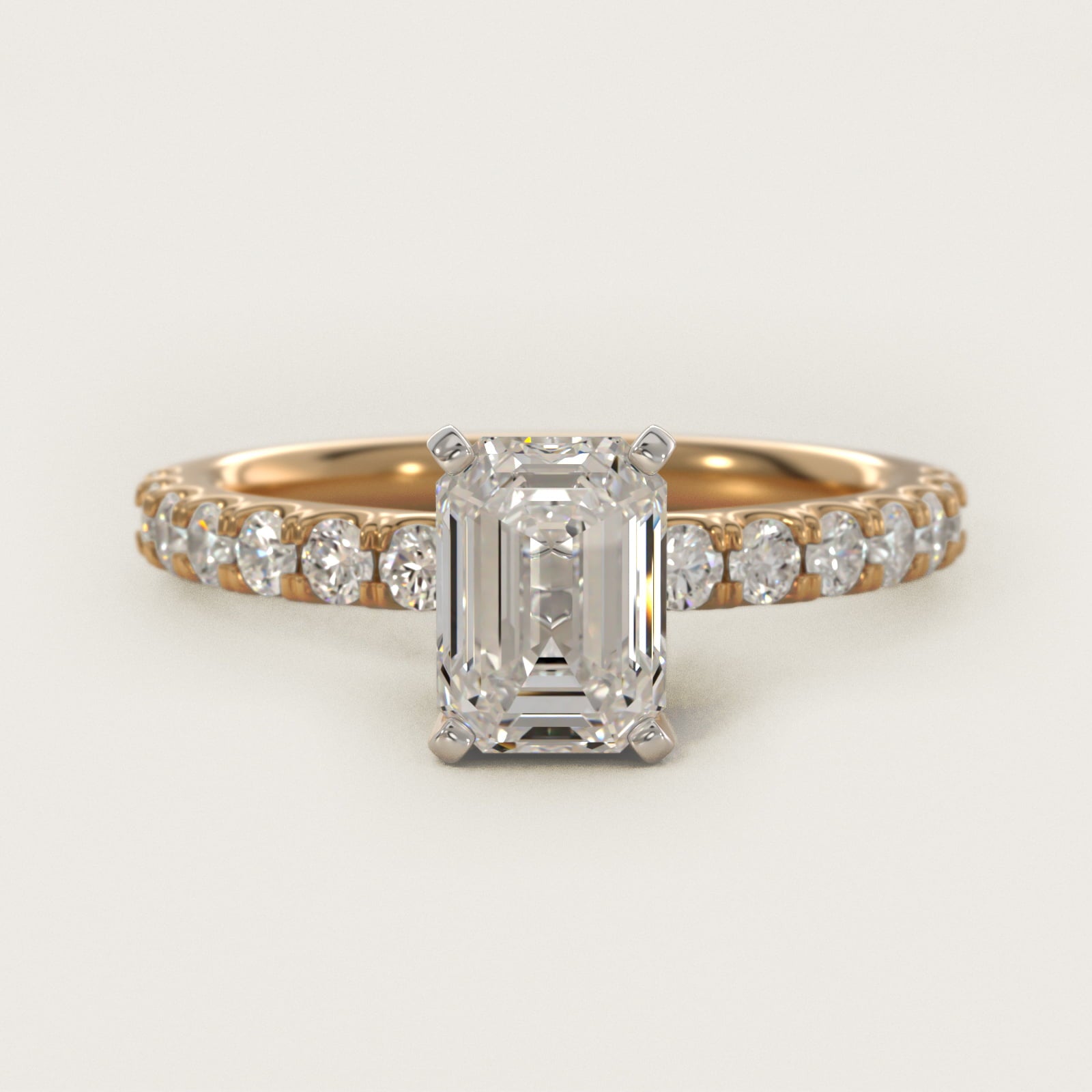 Scalloped PavŽ Diamond Engagement Ring in 14K Yellow Gold (3/8 ct. tw.) - Emerald Center