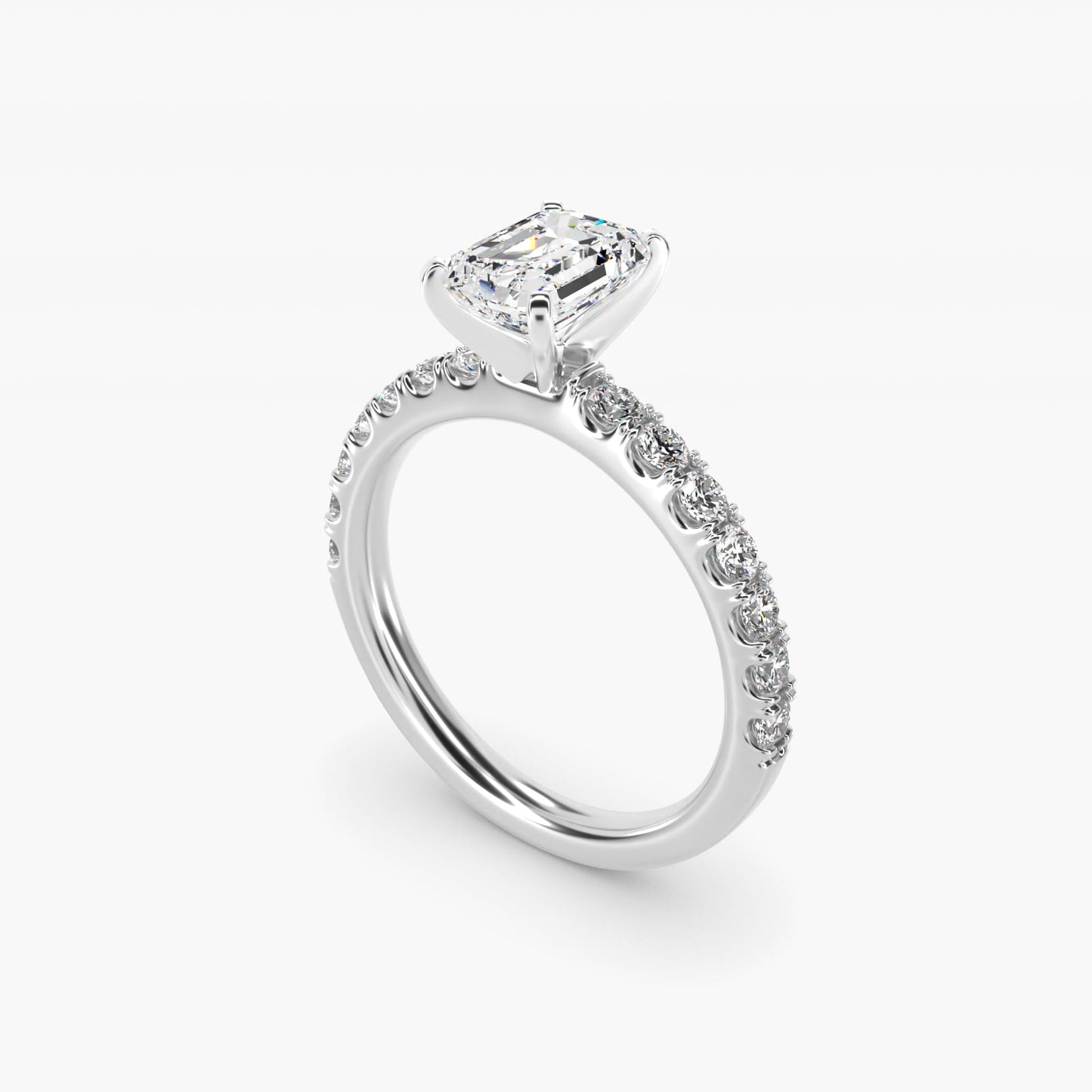 Scalloped PavŽ Diamond Engagement Ring in Platinum (3/8 ct. tw.) - Emerald Center