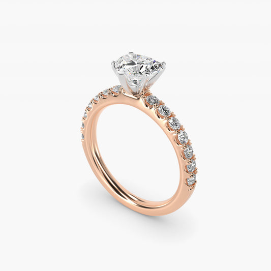 Scalloped PavŽ Diamond Engagement Ring in 14k Rose Gold (3/8 ct. tw.) - Heart Center