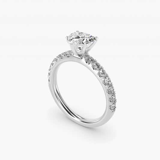 Scalloped PavŽ Diamond Engagement Ring in 14K White Gold (3/8 ct. tw.) - Heart Center