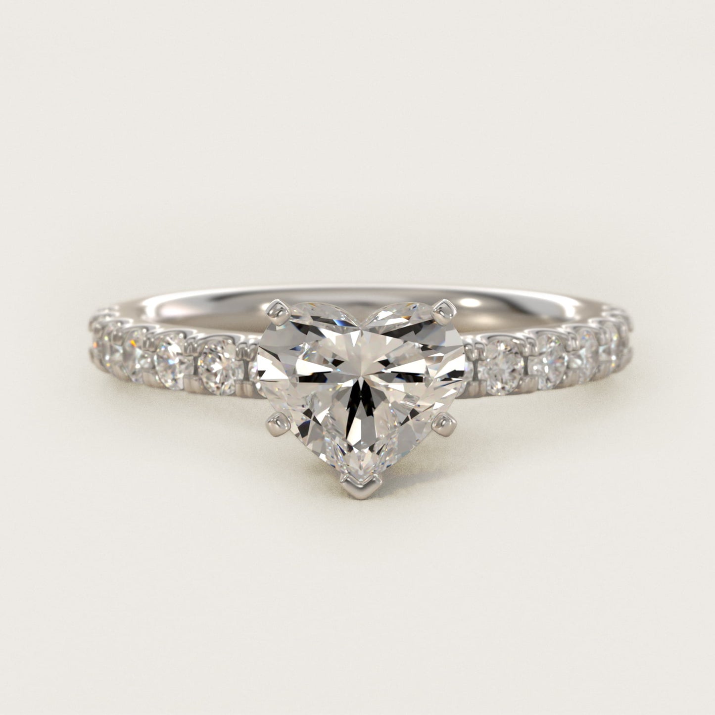 Scalloped PavŽ Diamond Engagement Ring in 14K White Gold (3/8 ct. tw.) - Heart Center