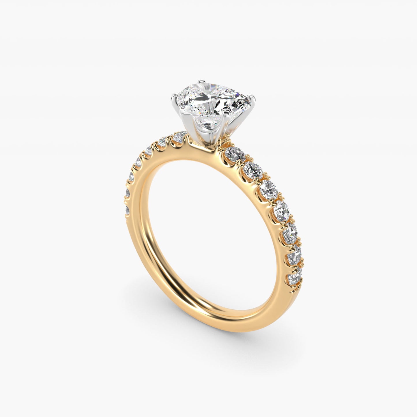Scalloped PavŽ Diamond Engagement Ring in 14K Yellow Gold (3/8 ct. tw.) - Heart Center