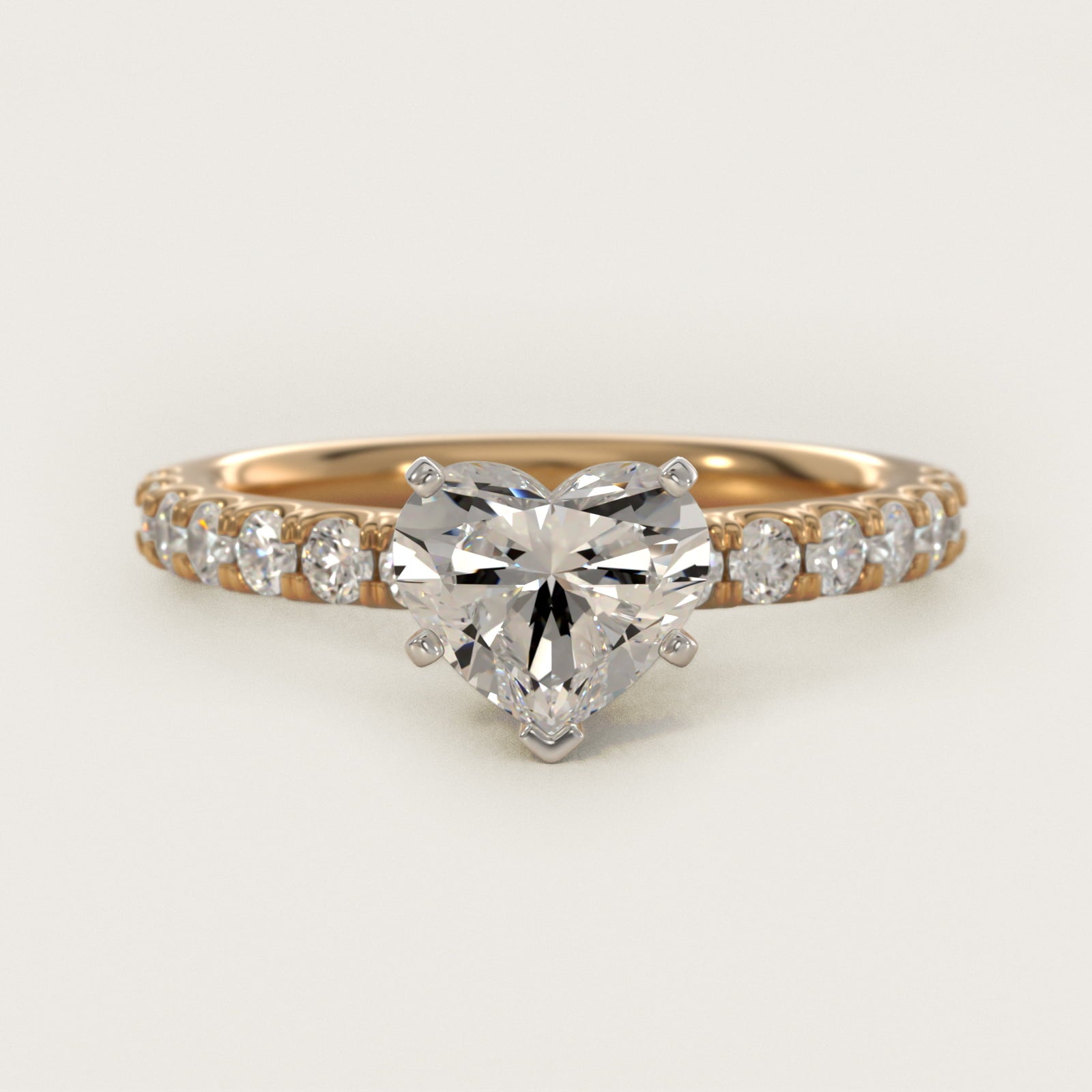 Scalloped PavŽ Diamond Engagement Ring in 18k Yellow Gold (3/8 ct. tw.) - Heart Center