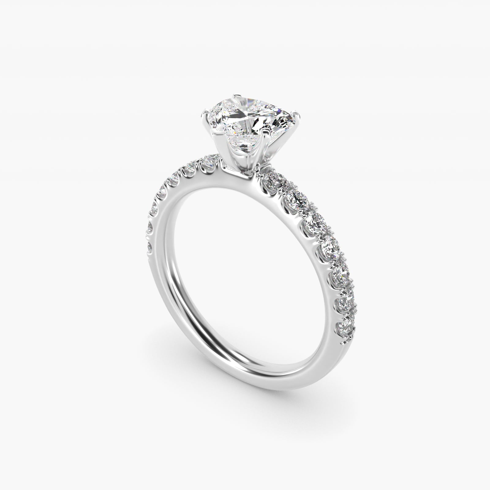 Scalloped PavŽ Diamond Engagement Ring in Platinum (3/8 ct. tw.) - Heart Center