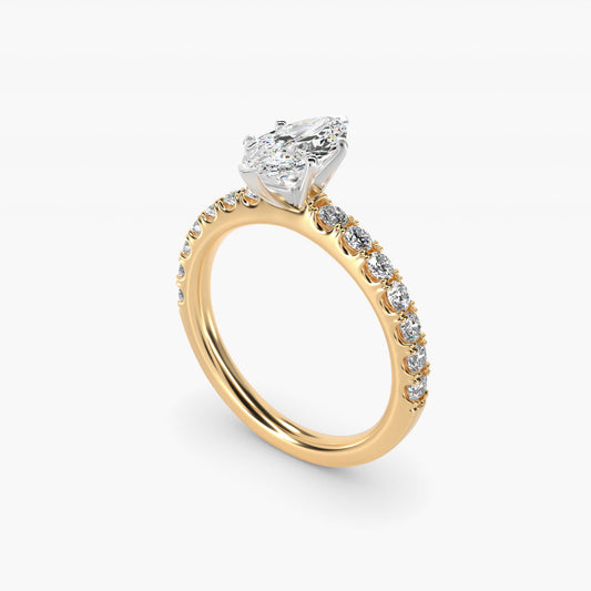 Scalloped PavŽ Diamond Engagement Ring in 14K Yellow Gold (3/8 ct. tw.) - Marquise Center