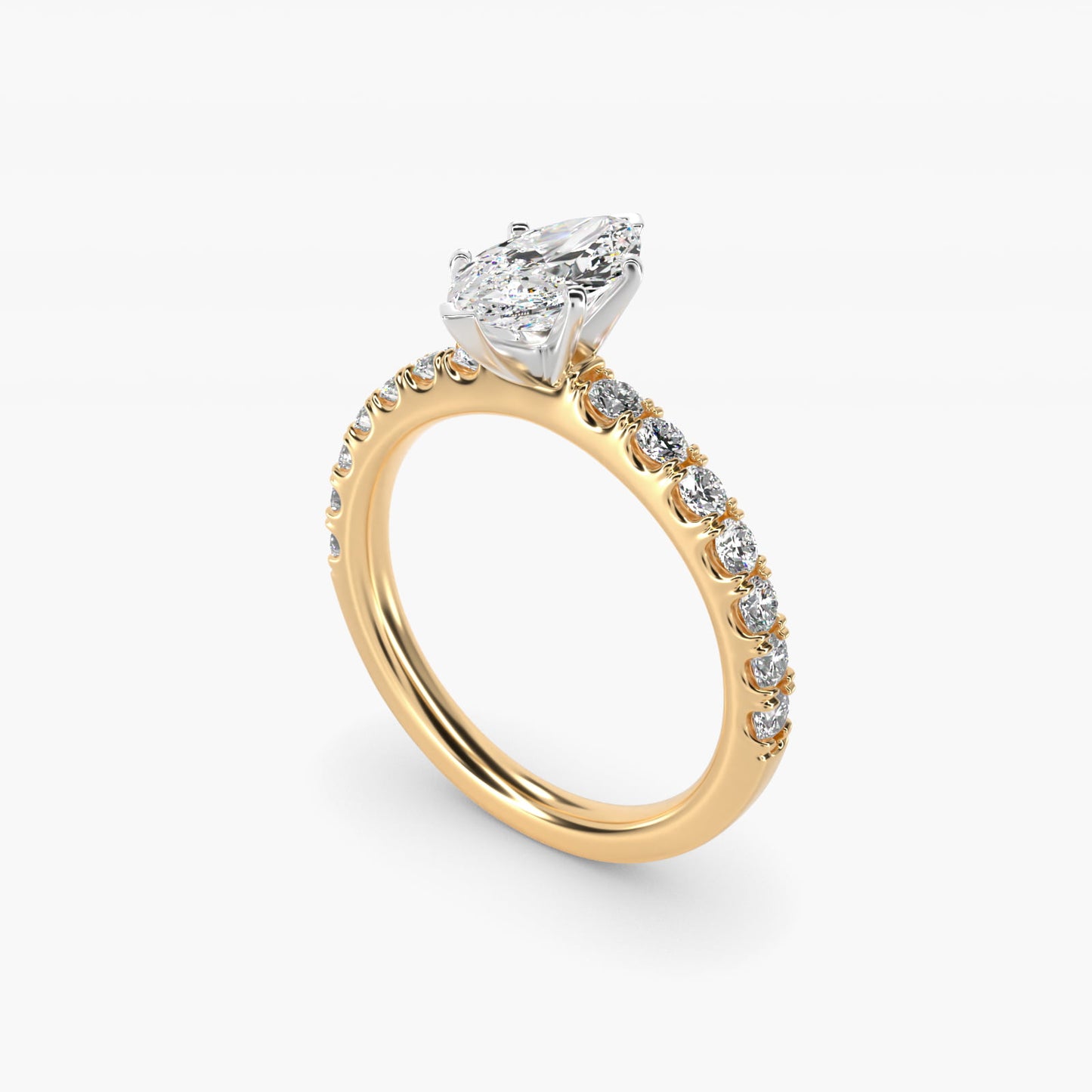 Scalloped PavŽ Diamond Engagement Ring in 18k Yellow Gold (3/8 ct. tw.) - Marquise Center