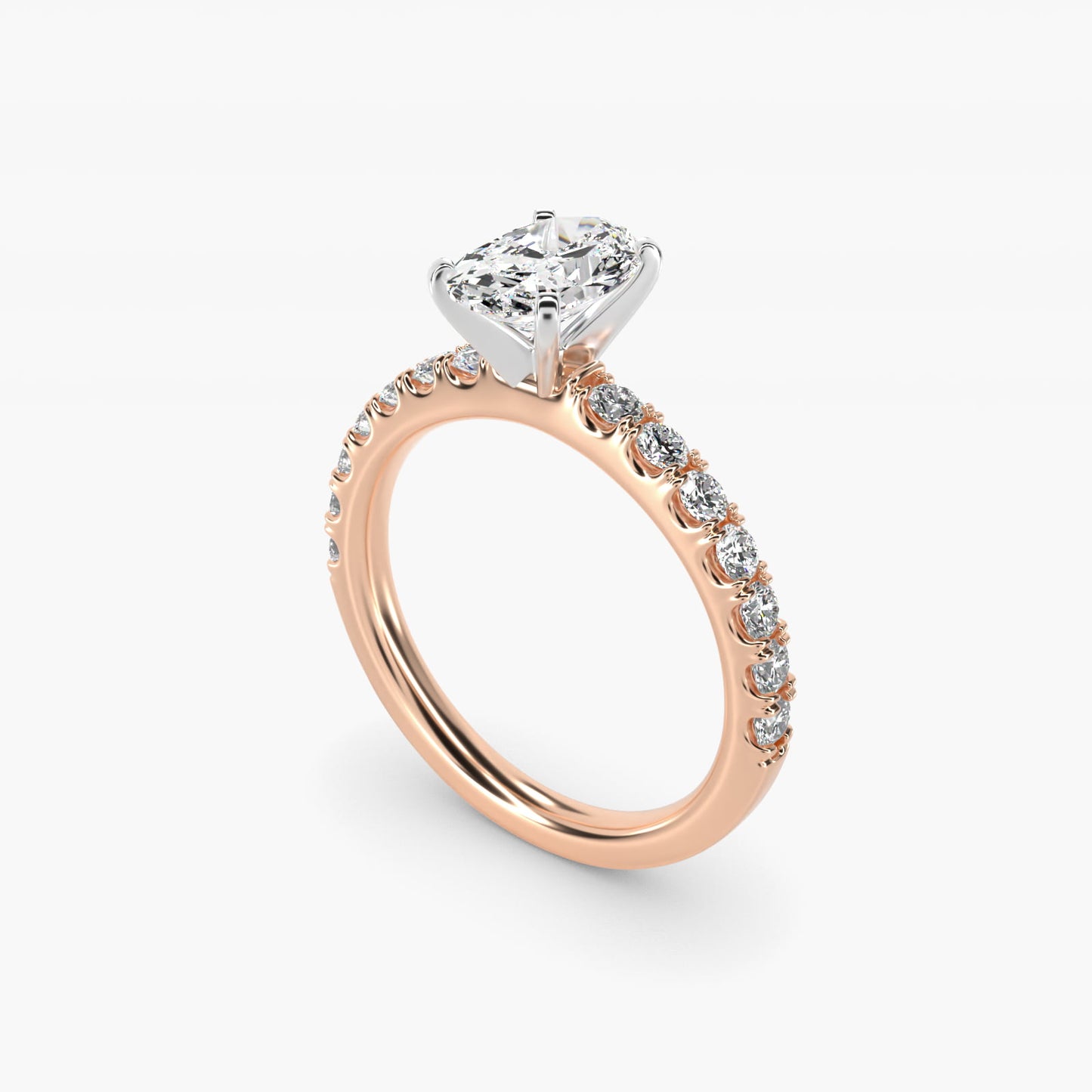 Scalloped PavŽ Diamond Engagement Ring in 14k Rose Gold (3/8 ct. tw.) - Oval Center