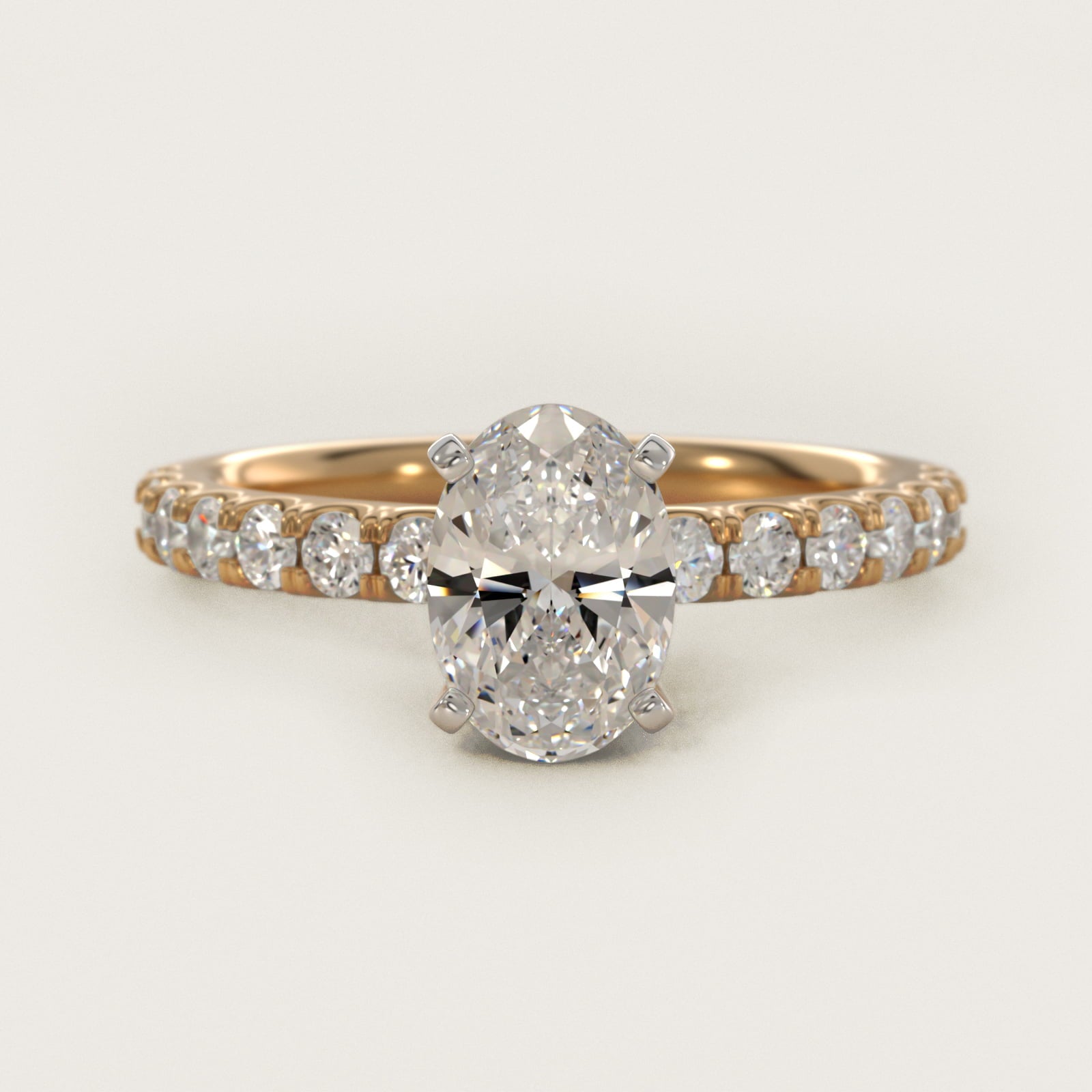 Scalloped PavŽ Diamond Engagement Ring in 14K Yellow Gold (3/8 ct. tw.) - Oval Center