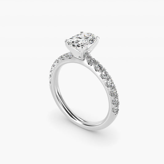 Scalloped PavŽ Diamond Engagement Ring in Platinum (3/8 ct. tw.) - Oval Center