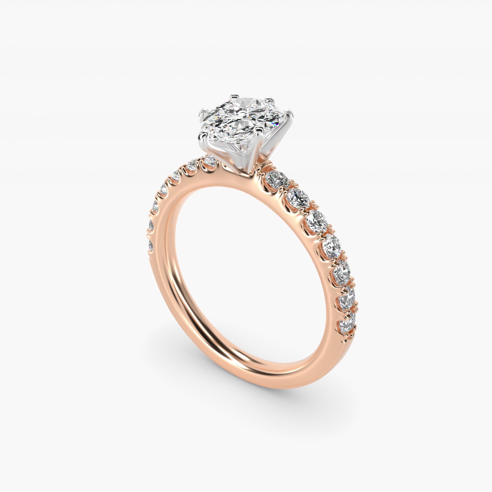 Scalloped PavŽ Diamond Engagement Ring in 14k Rose Gold (3/8 ct. tw.) - Pear Center