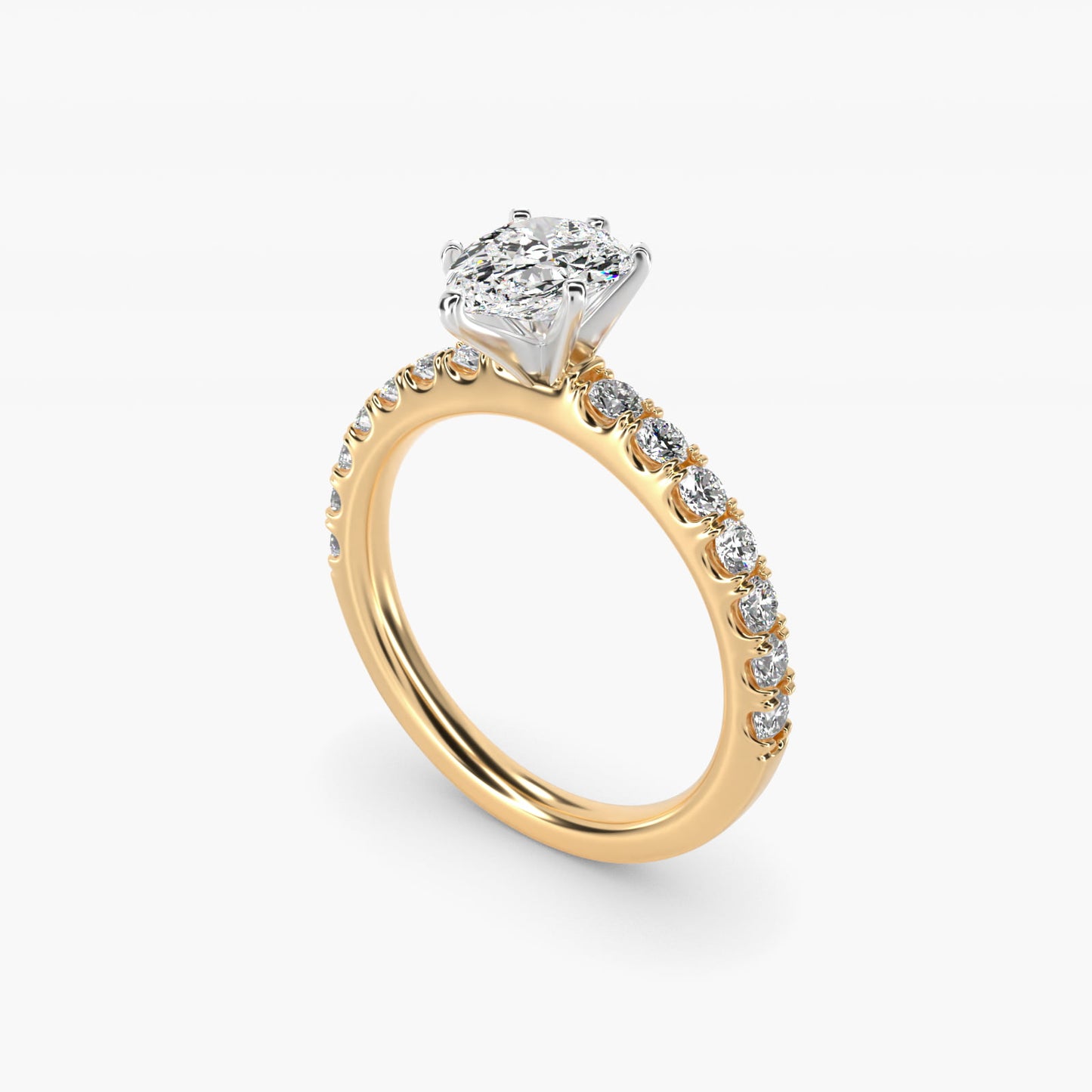 Scalloped PavŽ Diamond Engagement Ring in 18k Yellow Gold (3/8 ct. tw.) - Pear Center
