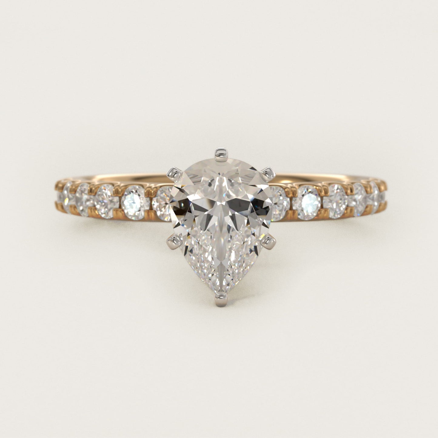 Scalloped PavŽ Diamond Engagement Ring in 14K Yellow Gold (3/8 ct. tw.) - Pear Center