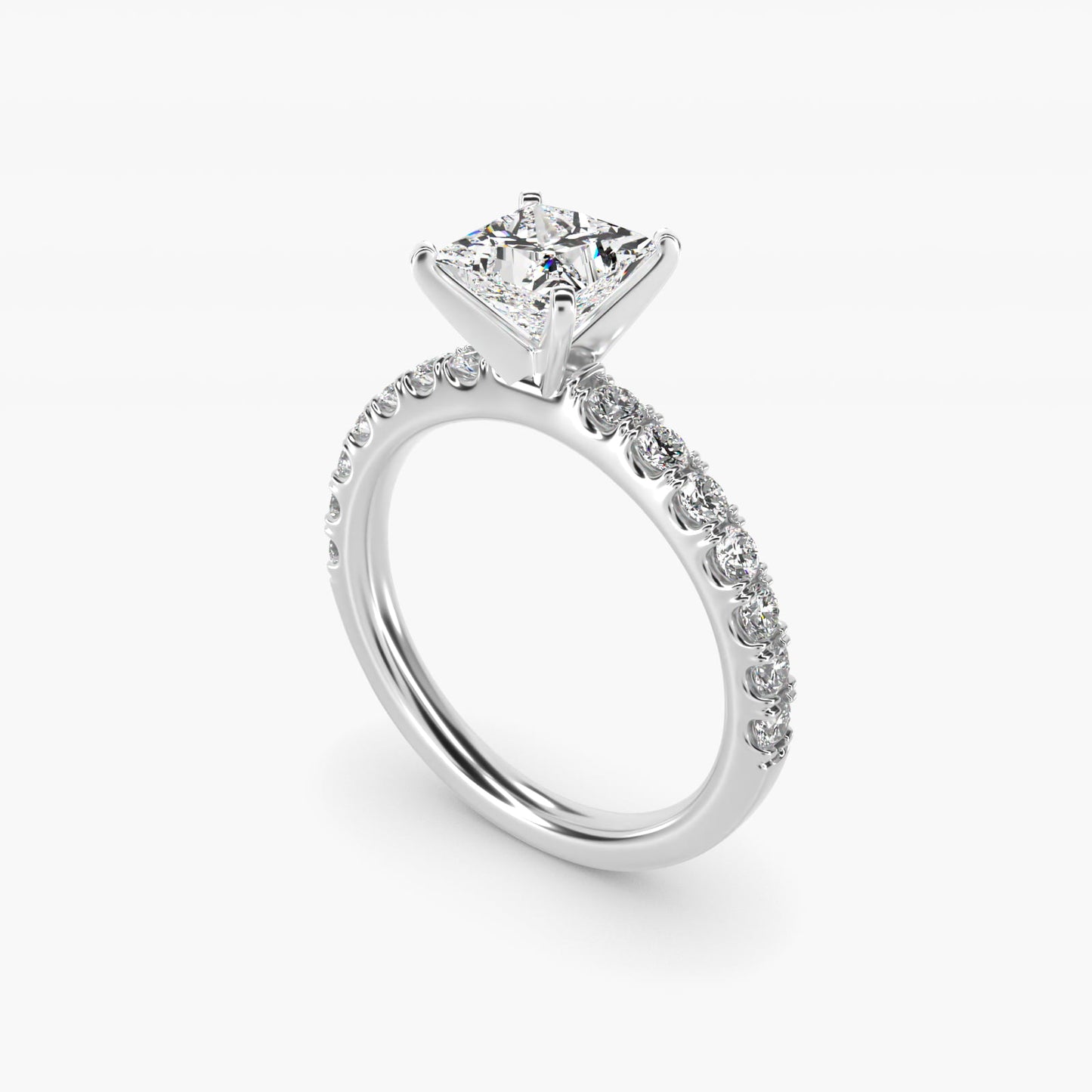 Scalloped PavŽ Diamond Engagement Ring in 14K White Gold (3/8 ct. tw.) - Princess Center