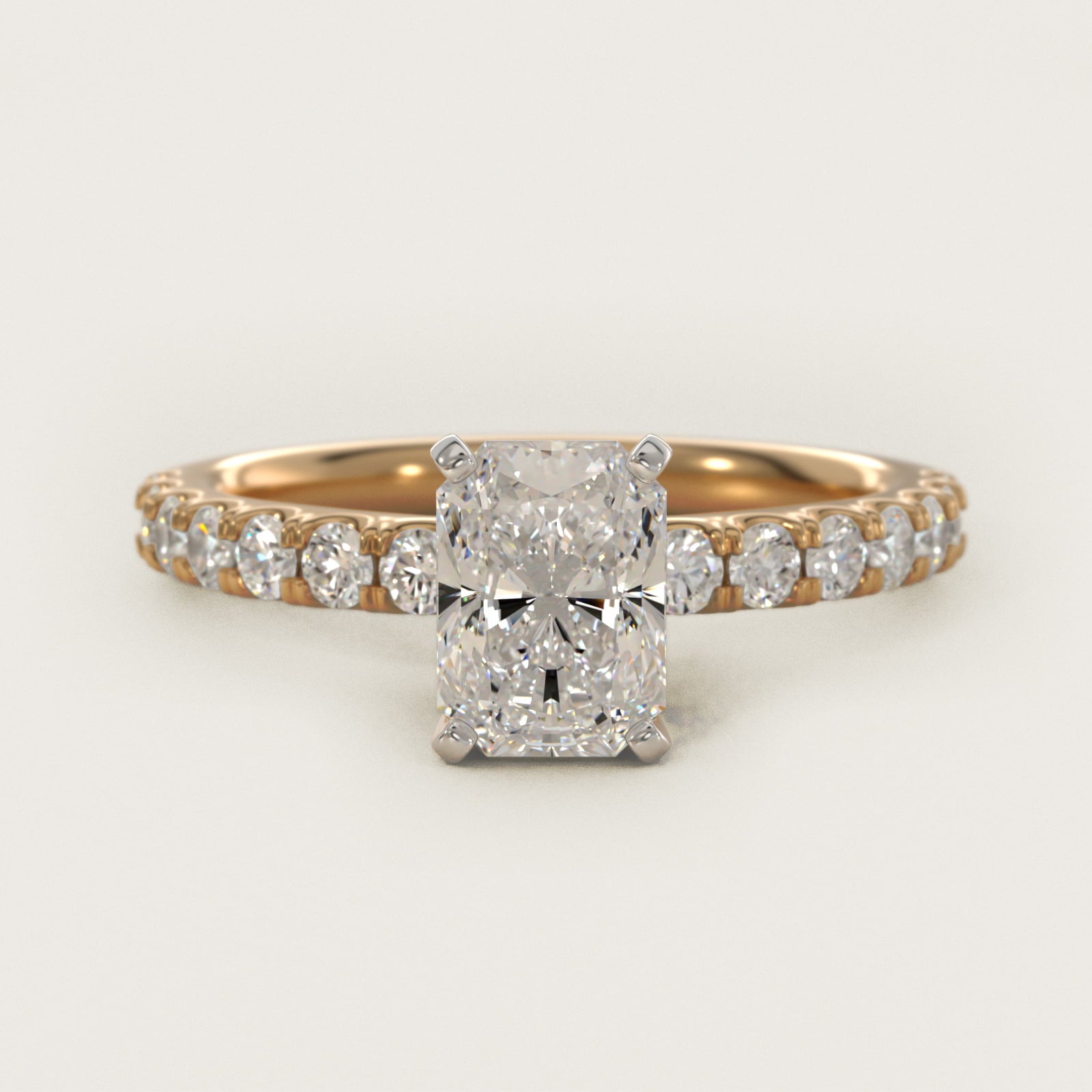 Scalloped PavŽ Diamond Engagement Ring in 14K Yellow Gold (3/8 ct. tw.) - Radiant Center
