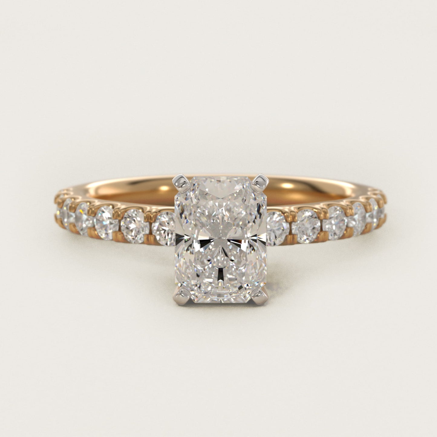 Scalloped PavŽ Diamond Engagement Ring in 18k Yellow Gold (3/8 ct. tw.) - Radiant Center