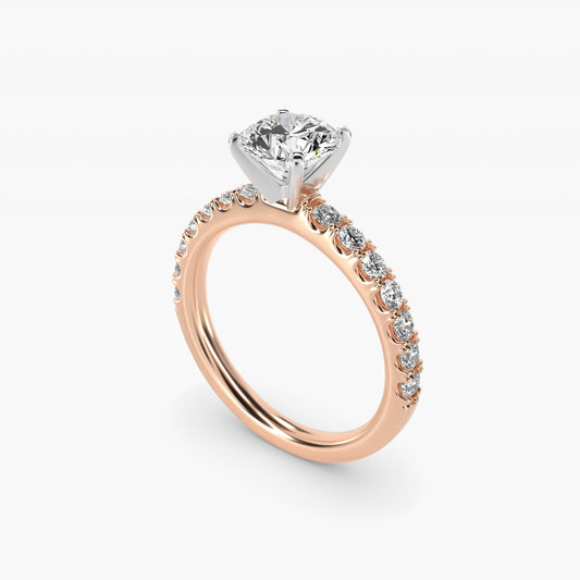 Scalloped PavŽ Diamond Engagement Ring in 14k Rose Gold (3/8 ct. tw.) - Round Center